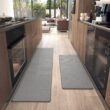 Color&Geometry Kitchen Rugs, Kitchen Rug Set 2 Piece Kitchen Runner Rug Kitchen Floor Mat, Cushioned Anti Fatigue Kitchen Mat Non Skid Waterproof Comfort Standing Kitchen Rug, 17x29+17x59, Grey