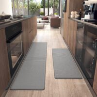 Color&Geometry Kitchen Rugs, Kitchen Rug Set 2 Piece Kitchen Runner Rug Kitchen Floor Mat, Cushioned Anti Fatigue Kitchen Mat Non Skid Waterproof Comfort Standing Kitchen Rug, 17x29+17x59, Grey