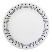 Corelle 1074211 Livingware Black/White Glass City Block Luncheon Plate