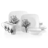 Corelle 1119418 Square 16-Piece Dinnerware Set, Timber Shadows, Service for 4