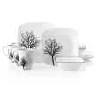 Corelle 1119418 Square 16-Piece Dinnerware Set, Timber Shadows, Service for 4