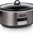 Crock-Pot 8 Quart Slow Cooker with Auto Warm Setting and Cookbook, Black Stainless Steel (SCCPVFC800-DS)