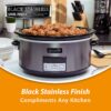 Crock-Pot 8 Quart Slow Cooker with Auto Warm Setting and Cookbook, Black Stainless Steel (SCCPVFC800-DS)