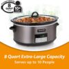 Crock-Pot 8 Quart Slow Cooker with Auto Warm Setting and Cookbook, Black Stainless Steel (SCCPVFC800-DS)