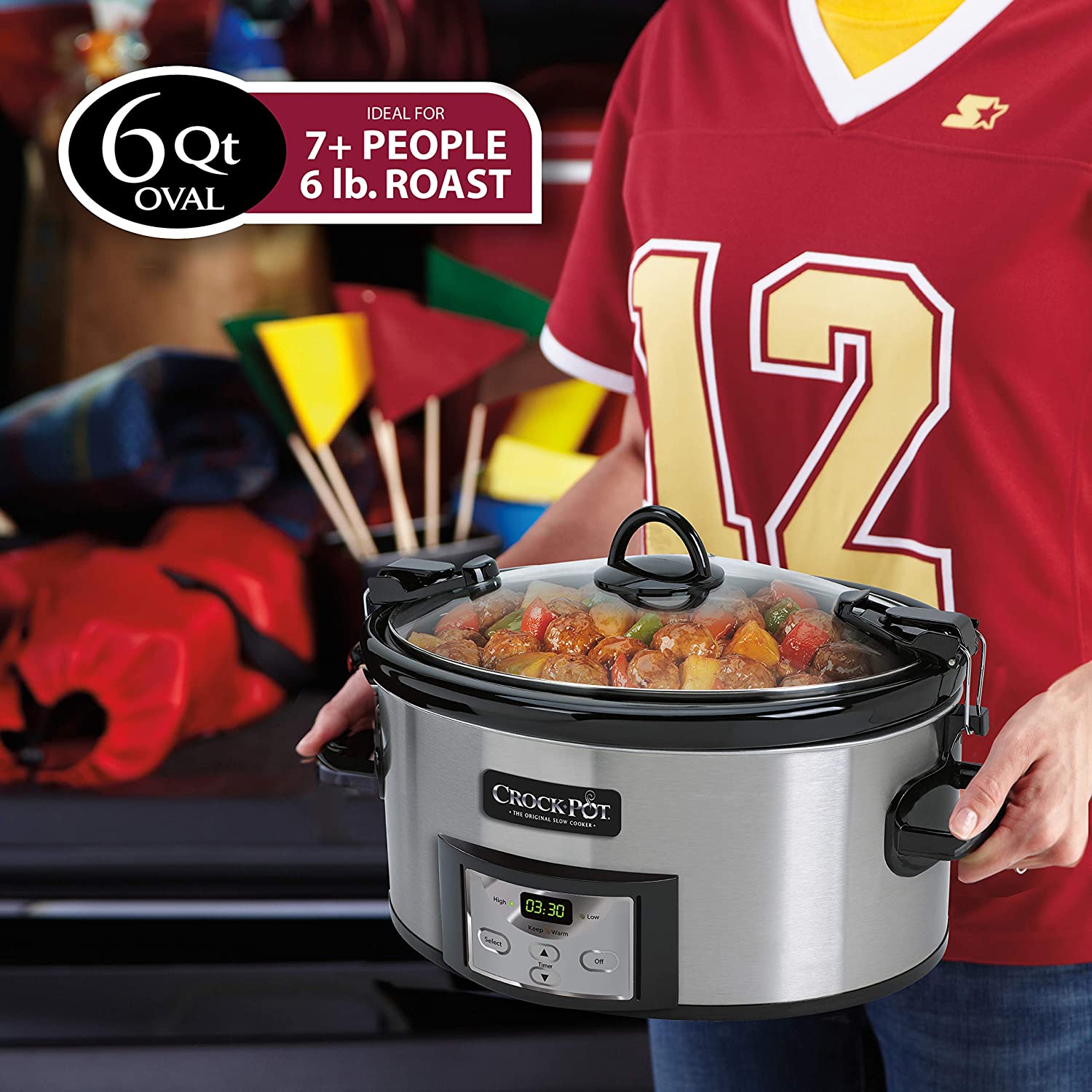 Crock-Pot 7-qt. Black and Stainless Steel Cook and Carry Digital