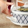 Crock-pot 2.5-Quart Mini Casserole Crock Slow Cooker, White Blue