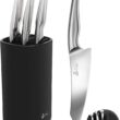 DDF iohEF Kitchen Knife Set with Block, 7 Piece Premium High Carbon Stainless Steel Knives Set with Knife Sharpener, Ultra Sharp Knife Block Set