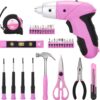 DEKOPRO Pink 98 Piece Tool Set,General Household Hand Tool Kit with Plastic Toolbox Storage Case