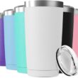 Deitybless 6 Pack 20oz Tumbler Vacuum Insulated Travel Mug with Lids, Stainless Steel Double Wall Bulk Cup for Home, Office, Outdoor Suitable for Vehicle Cup Holders(Assorted Colors)