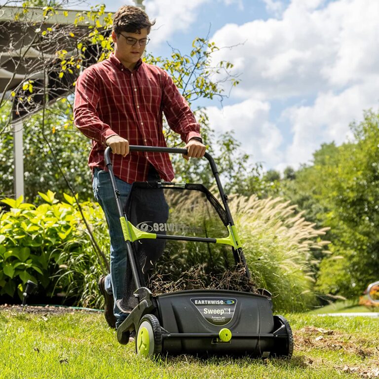 Earthwise LSW70021 21-Inch Leaf & Grass Push Lawn Sweeper, Width, Black ...