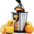 Eurolux ELCJ-1600 Electric Citrus Juicer - Powerful Electric Oranges Juicer and for Lemons with New and Improved Juicing Technology - Stainless Steel Orange Juicer with Soft Grip Handle and Cone Lid