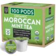 FGO Organic Moroccan Mint K-Cup Pods 100 Pods - Keurig Compatible - Naturally Occurring Caffeine, Premium Moroccan Mint Green Tea is USDA Organic, Non-GMO, & Recyclable
