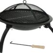 Fire Sense 60873 Fire Pit Portable Folding Round Steel with Folding Legs Wood Burning Lightweight Included Carrying Bag & Screen Lift Tool - Black - 22