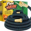 Flexi Hose Upgraded Expandable Garden Hose Extra Strength 3 4 Solid Brass Fittings - The Ultimate No-Kink Flexible Water Hose (Blue & Black, 50 FT)