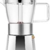 GEESTA Moka Pot Premium Crystal Glass Top Stovetop Espresso Moka Pot 6 cup Coffee Maker, 240ml 8.5oz 6 cup (espresso cup 40ml) Coffee Lover Gifts Ideas