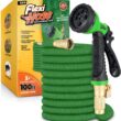 GREEN MONSTAH - Flexi Hose with 8 Function Nozzle Expandable Garden Hose, Lightweight & No-Kink Flexible Garden Hose, 3/4 inch Solid Brass Fittings and Double Latex Core, 100 ft Green
