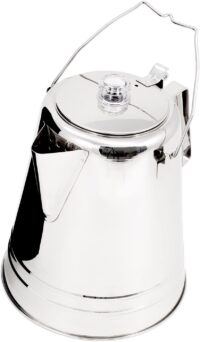 GSI Outdoors 65014 Percolator Coffee Pot I Glacier Stainless Steel Ultra-Rugged for Brewing Coffee Over Stove and Fire | Ideal for Group Camping, 14 Cup
