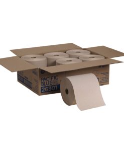 Georgia Pacific Blue Basic Recycled Hardwound Paper Towel Rolls by GP PRO (Georgia-Pacific), Brown, 26301, 800 Feet Per Roll, 6 Rolls Per Case