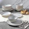 Gibson Elite Contempo Classic Double Bowl Dinnerware Set, Service for 4 (16pcs), Light Blue