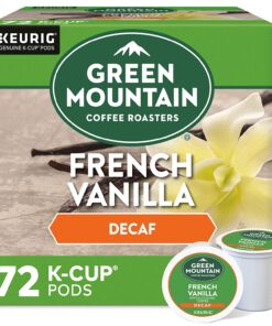 Green Mountain Coffee Roasters French Vanilla Decaf, Single-Serve Keurig K-Cup Pods, Flavored Light Roast Coffee, 72 Count