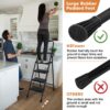 HBTower KQ0004-BK 4 Step Ladder, Folding Step Stool with Tool Platform, Wide Anti-Slip Pedal, Sturdy Steel Ladder, Convenient Handgrip, Lightweight 330lbs Portable Steel Step Stool, Black