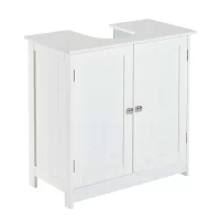 HOMCOM 834-079 24" Under Sink Storage Cabinet with 2 Doors and Shelves, Pedestal Sink Bathroom Vanity Furniture, White