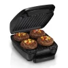Hamilton Beach 25357 4-Serving Electric Indoor, Removable Nonstick Plates, Low Fat Grilling, Black