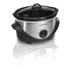 Hamilton Beach 33141 4 Qt. Black Chrome Slow Cooker with Temperature Settings and Glass Lid