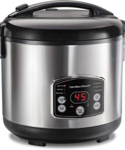 Hamilton Beach Digital Programmable Rice Cooker & Food Steamer, 14 Cups Cooked (7 Uncooked) With Steam & Rinse Basket, Stainless Steel (37548)