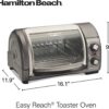 Hamilton Beach Easy Reach 4-Slice Countertop Toaster Oven With Roll-Top Door, 1200 Watts, Fits 9” Pizza, 3 Cooking Functions for Bake, Broil and Toast, Silver (31344DA)