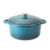 Hamilton Beach HAR101NV 5.5 Quart Enameled Coated Solid Cast Iron Even Heating Round Covered Dutch Oven Pot with Handles, Oven Safe Up to 400 Degrees, Navy