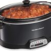 Hamilton Beach Programmable Slow Cooker with Three Temperature Settings, 7-Quart + Lid Latch Strap, Black