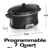 Hamilton Beach Programmable Slow Cooker with Three Temperature Settings, 7-Quart + Lid Latch Strap, Black
