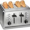 Hamilton Beach Toaster with Extra-Wide Slots, Sure-Crisp Technology, Bagel Setting, Toast Boost, Slide-Out Crumb Tray, Auto-Shutoff and Cancel Button, 4-Slice, Stainless Steel (24798)
