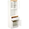 Hodedah White Wood Base with Wood Top Microwave Cart (15.75-in x 23.85-in x 70.86-in)