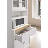 Hodedah White Wood Base with Wood Top Microwave Cart (15.75-in x 23.85-in x 70.86-in)