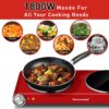 Techwood 1800W Electric Dual Hot Plate, Countertop Stove Double Burner for Cooking, Infrared Ceramic Hot Plates Double Cooktop, Red, Brushed Stainless Steel Easy To Clean Upgraded Version, Red Hot Plate, Techwood 1800W Electric Dual Hot Plate, Countertop Stove Double Burner for Cooking, Infrared Ceramic Hot Plates Double Cooktop, Red, Brushed Stainless Steel Easy To Clean Upgraded Version, Red