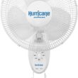Hurricane Supreme 12 Inch Oscillating Wall Mount Fan with 3 Speed Settings and 90 Degree Oscillation, White