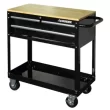 Husky HOUC3603B1QWK 36 in. W x 17 in. D Standard Duty 3-Drawer Rolling Tool Cart with Hardwood Top in Gloss Black