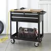 Husky HOUC3603B1QWK 36 in. W x 17 in. D Standard Duty 3-Drawer Rolling Tool Cart with Hardwood Top in Gloss Black Husky HOUC3603B1QWK 36 in. W x 17 in. D Standard Duty 3-Drawer Rolling Tool Cart with Hardwood Top in Gloss Black