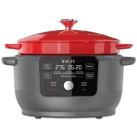 INSTANT 140-0038-01 6 qt. Red Enameled Cast Iron Precision Electric Dutch Oven Multi-Cooker with Lid