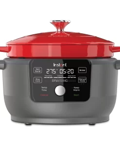 INSTANT 140-0038-01 6 qt. Red Enameled Cast Iron Precision Electric Dutch Oven Multi-Cooker with Lid