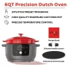 INSTANT 140-0038-01 6 qt. Red Enameled Cast Iron Precision Electric Dutch Oven Multi-Cooker with Lid