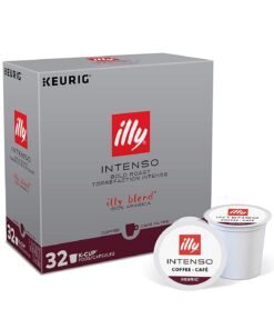 Illy Coffee Intense & Robust Intenso Dark Roast Coffee K-Cups, Made With 100% Arabica Coffee, All-Natural, No Preservatives, Coffee Pods for Keurig Coffee Machines, K-Cups, 32 K Cup Pods,, 13.4 Oz