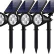 InnoGear Solar Outdoor Lights, Solar Lights Outdoor Waterproof Solar Spot Lights Outdoor Spotlight for Yard Landscape Lighting Wall Lights Auto On Off for Pathway Garden, Pack of 4 (White)