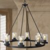 JONATHAN Y JYL7554A Pablo Ring 33.5 8-Light Iron Seeded Glass Bohemian Cottage LED Chandelier, Farmhouse,Rustic Adjustable Dining Room, Living Room, Kitchen, Foyer, Oil Rubbed Bronze