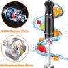 KOIOS Upgraded Immersion Hand Blender, 800W Motor, 12-Speed, 4 in 1 and Turbo Mode, Splashproof Blender Shaft with 304 Stainless Steel Blade, Egg Whisk, BPA-Free 500ml Food Processor, 600ml Beaker