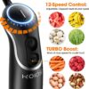 KOIOS Upgraded Immersion Hand Blender, 800W Motor, 12-Speed, 4 in 1 and Turbo Mode, Splashproof Blender Shaft with 304 Stainless Steel Blade, Egg Whisk, BPA-Free 500ml Food Processor, 600ml Beaker