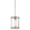 Kichler 34831 Angelica Polished Nickel Industrial Clear Glass Cylinder Mini Pendant Light