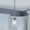 Kichler 43996CH Crosby Chrome Transitional Clear Glass Cylinder Mini Pendant Light